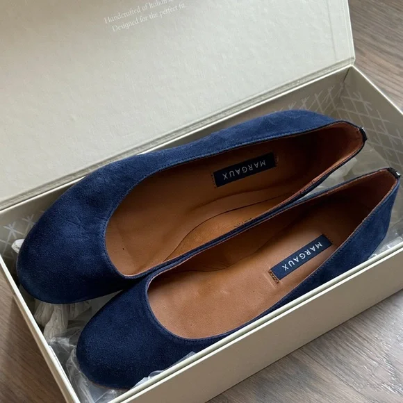 Margaux Navy Suede Flats - Picture 4 of 6